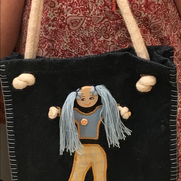 One of a kind Denim tote. Hip ponty tail girl - Picture 4 of 8